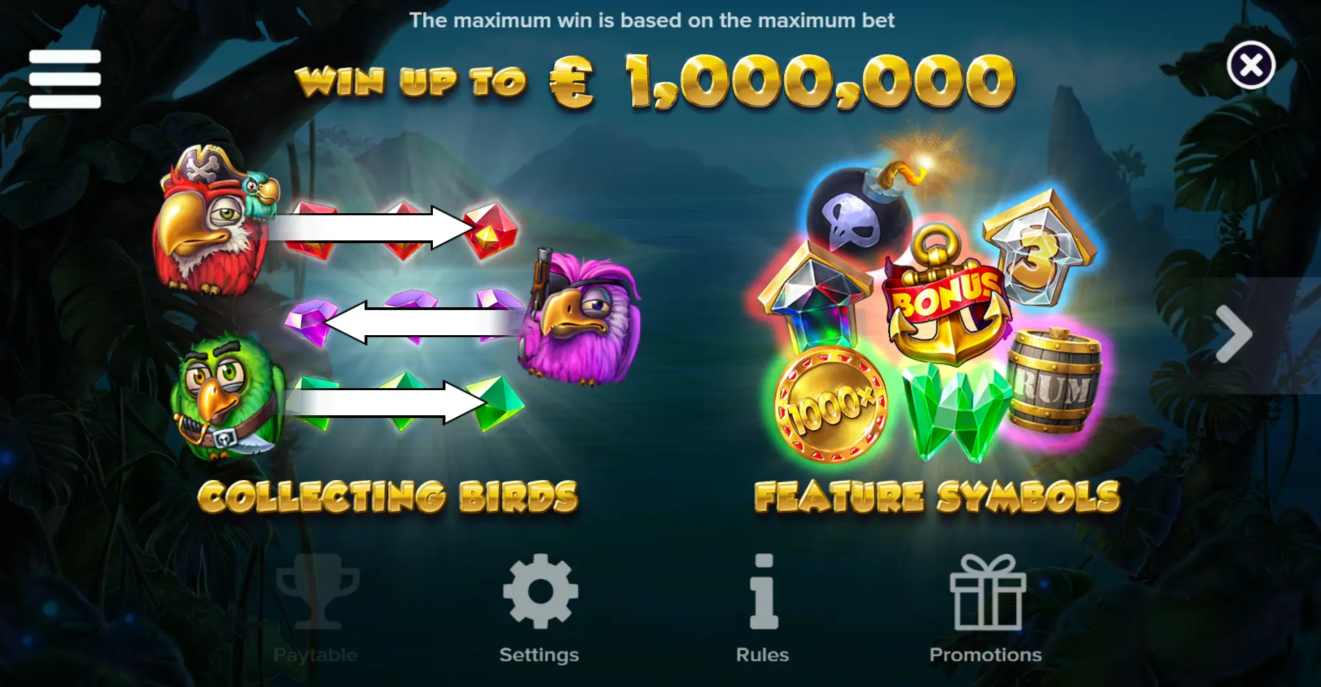 Interface do slot Pirots ELK Studios